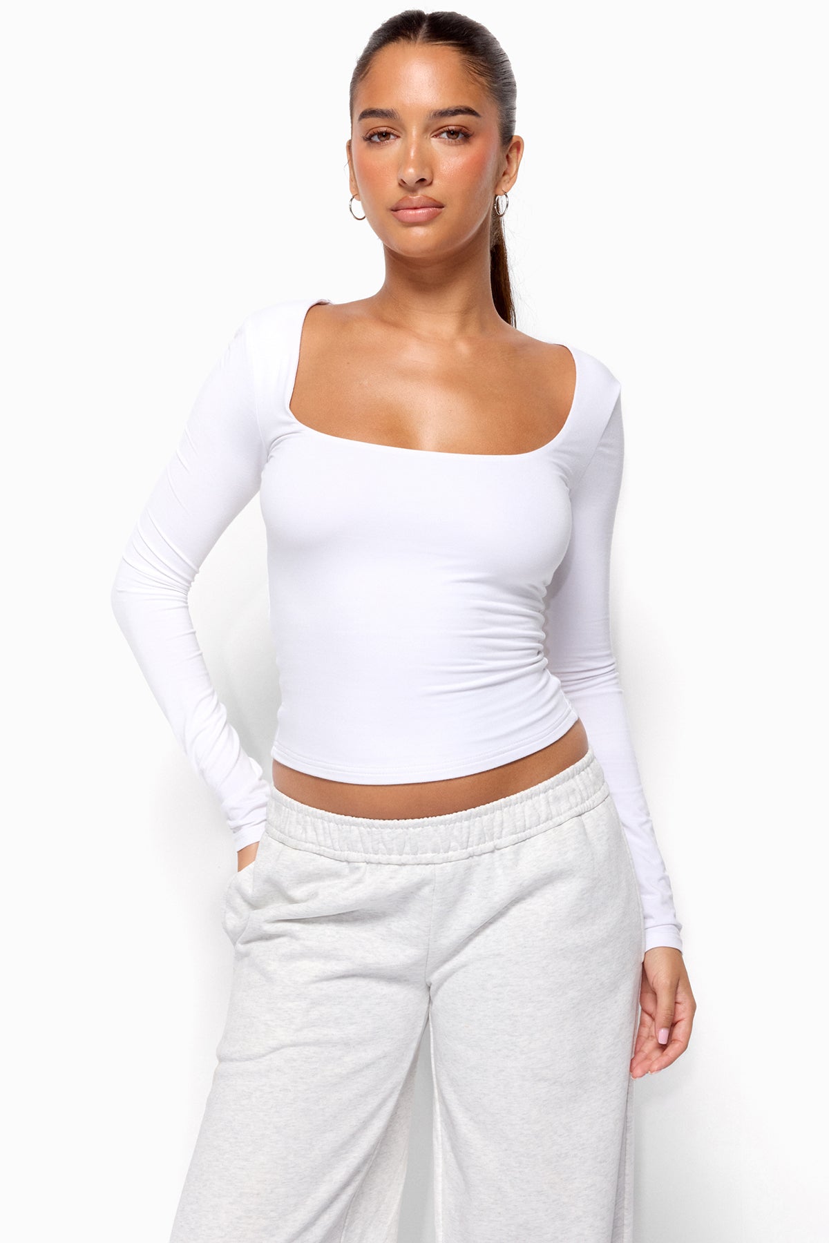 Jeana Scoop Neck Long Sleeve Top