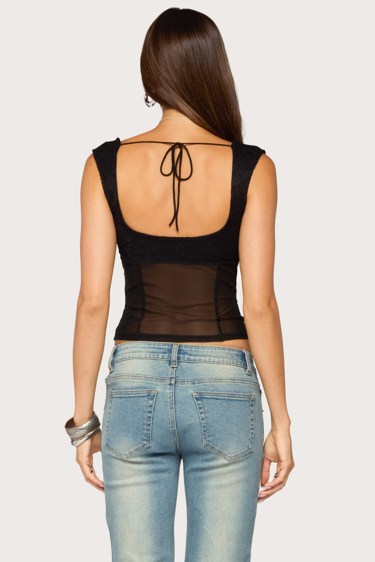 Uli Sheer Mesh Wide Strap Top