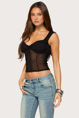 Uli Sheer Mesh Wide Strap Top