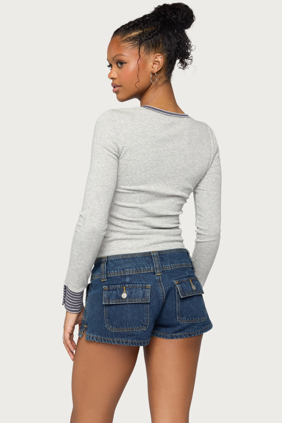 Nakia Contrast Stripey Henley Top