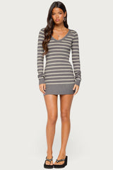 Kerla Striped Knit Long Sleeve Mini Dress