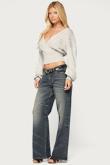 Aloa Cable Knit Wrap Sweater