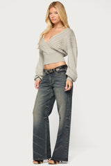 Aloa Cable Knit Wrap Sweater
