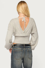 Aloa Cable Knit Wrap Sweater