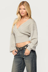 Aloa Cable Knit Wrap Sweater