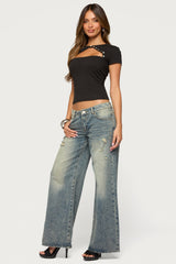 Mania Cut Out Button Top