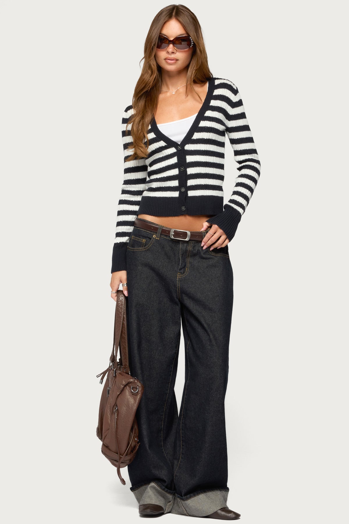 Ranel Striped Cable Knit Cardigan