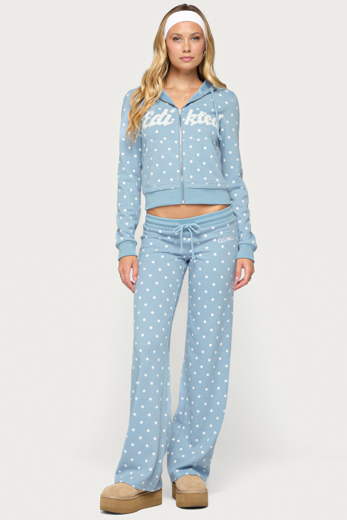 Dilly Polka Dot Waffle Pants