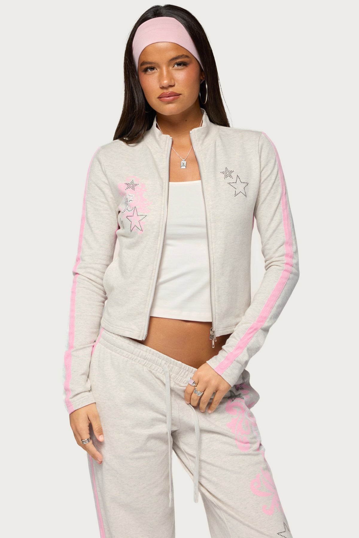 Starry Zip Up Long Sleeve Top