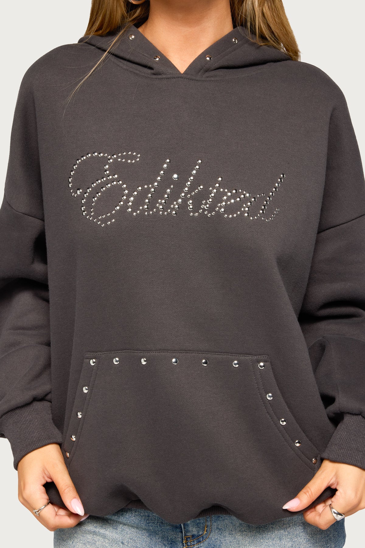 Edikted Rockstar Studded Hoodie