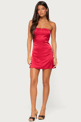 Nali Satin Effect Strapless Mini Dress