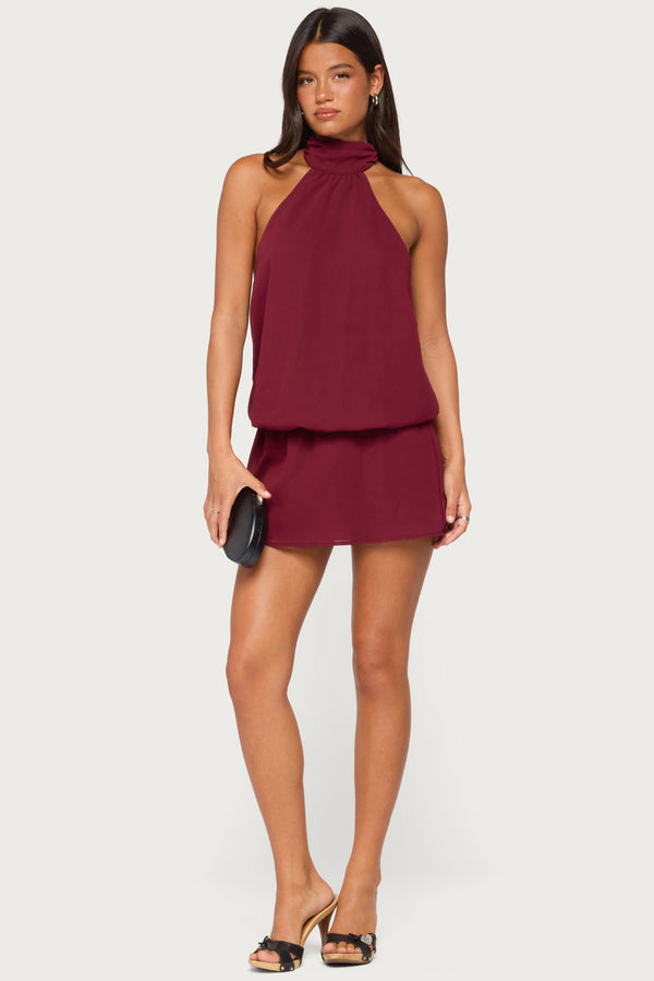 Laira Chiffon High Neck Mini Dress