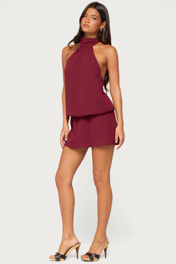 Laira Chiffon High Neck Mini Dress