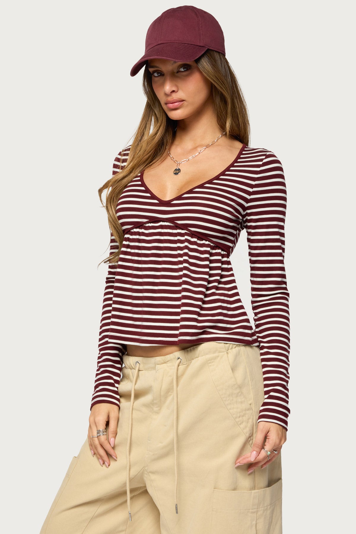 Becka Striped Babydoll Top