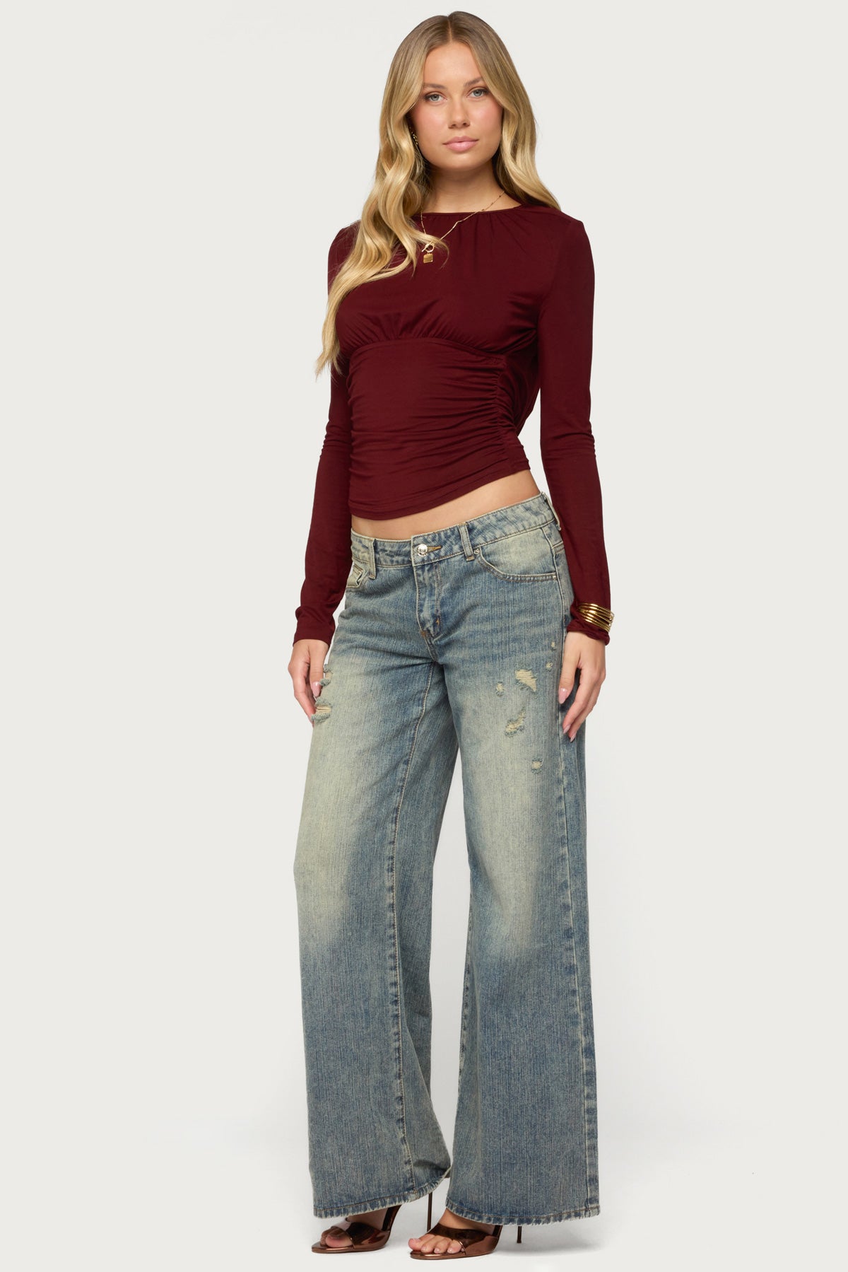 Naela Cowl Back Long Sleeve Top
