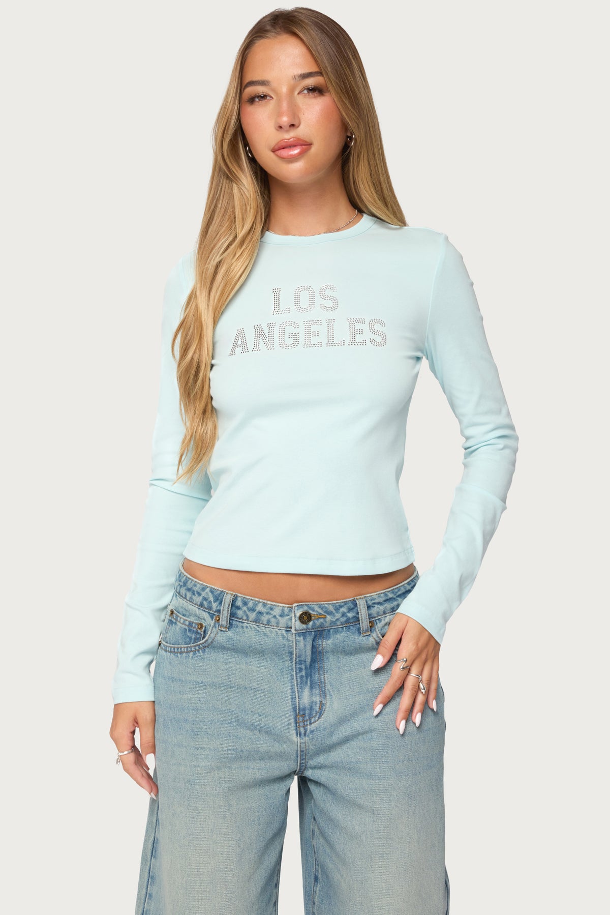 LA Cutie Rhinestone Long Sleeve Top