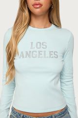 LA Cutie Rhinestone Long Sleeve Top