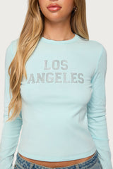 LA Cutie Rhinestone Long Sleeve Top