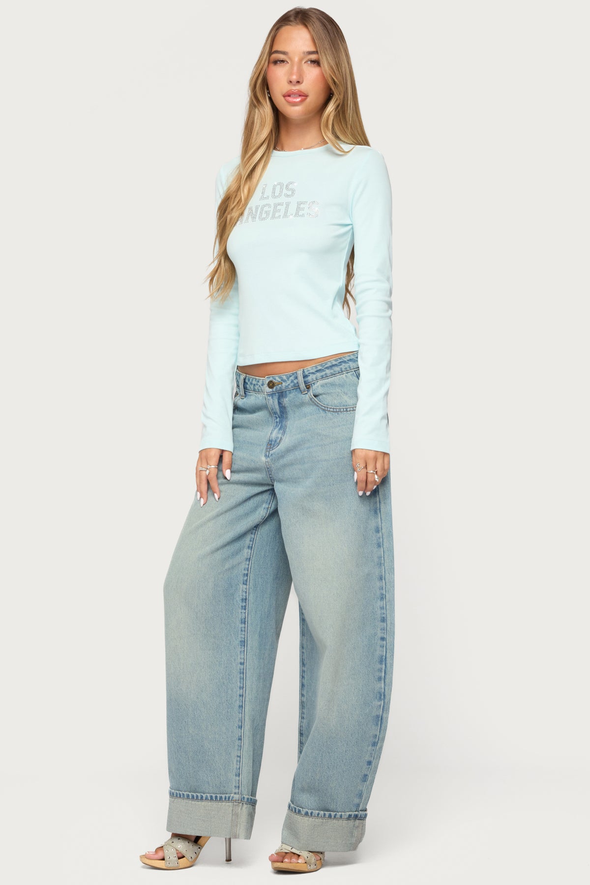 LA Cutie Rhinestone Long Sleeve Top