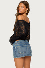Jasha Sheer Lace Long Sleeve Top