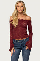 Jasha Sheer Lace Long Sleeve Top