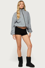 Olysa High Neck Oversized Fleece Jacket