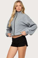 Olysa High Neck Oversized Fleece Jacket