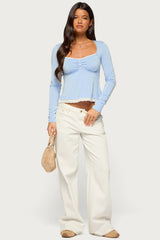 Erla Lacey Long Sleeve Babydoll Top