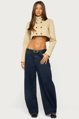 Saima High Neck Cropped Trench Jacket