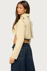 Saima High Neck Cropped Trench Jacket