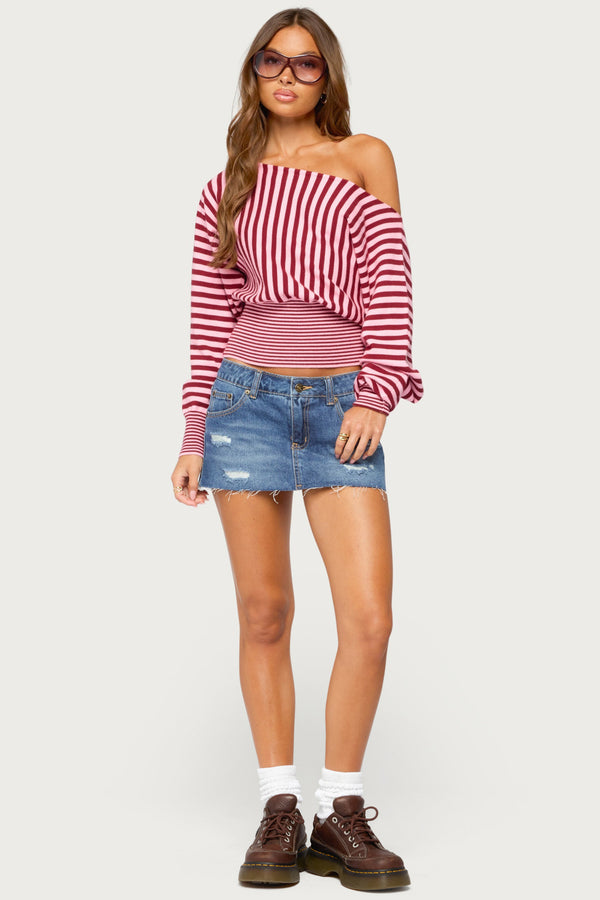 Brida Striped Off Shoulder Sweater