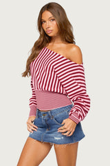 Brida Striped Off Shoulder Sweater