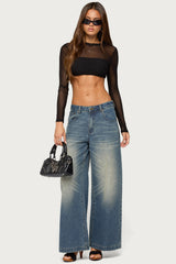 Olisa Long Sleeve Mesh Crop Top