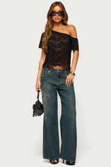 Elenora Off Shoulder Sheer Lace Top