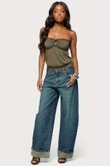 Vaela Strapless Chain Bubble Top
