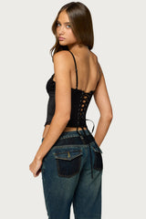 Heba Lacey Satin Effect Corset