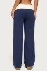 Edikted Contrast Foldover Sweatpants