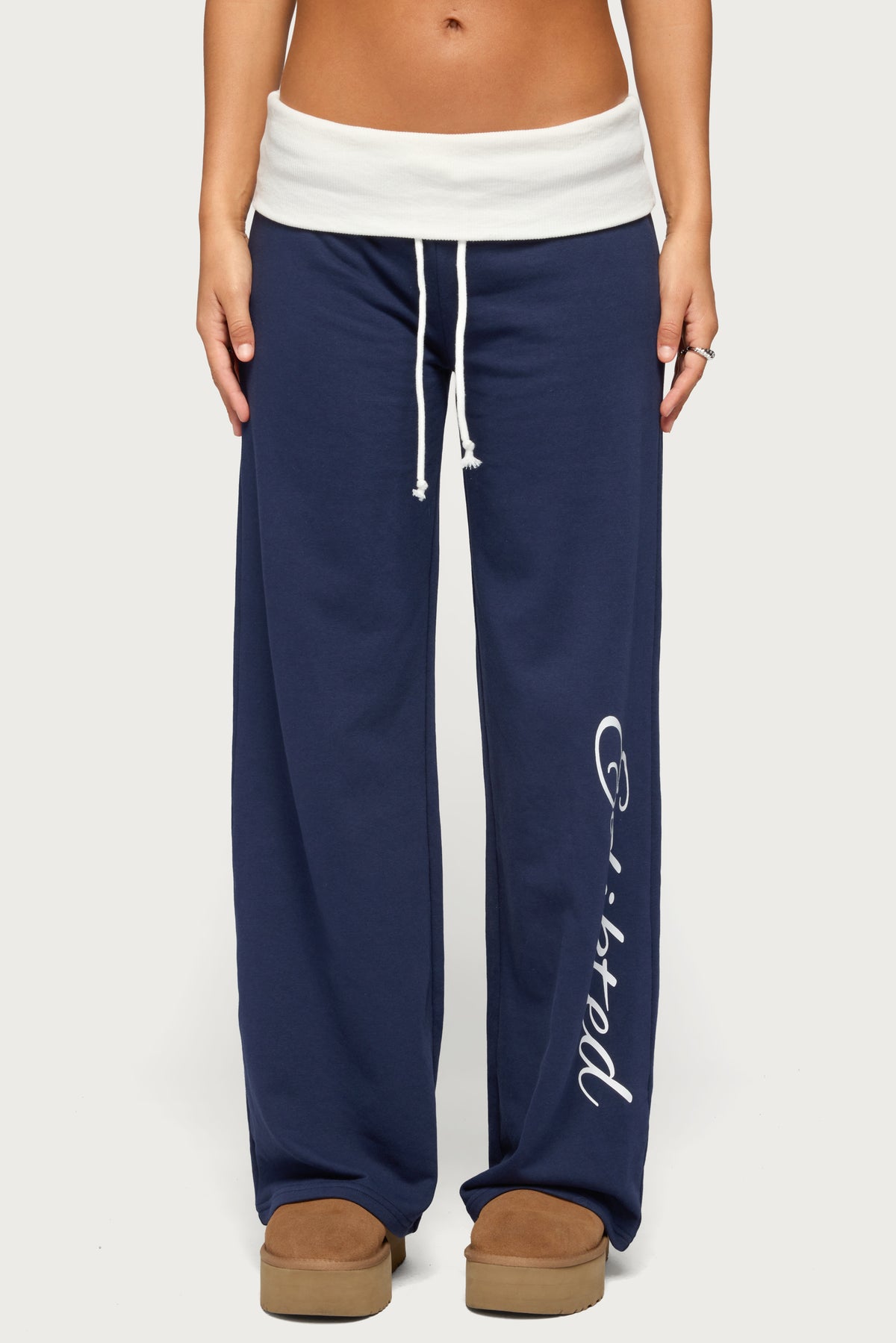 Edikted Contrast Foldover Sweatpants
