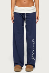 Edikted Contrast Foldover Sweatpants