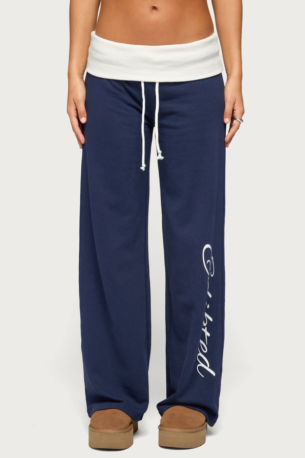Edikted Contrast Foldover Sweatpants