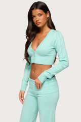 Wanel Cropped Pointelle Cardigan