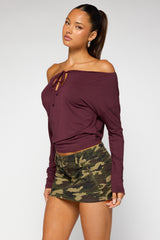 Idie Off Shoulder Long Sleeve Keyhole Top