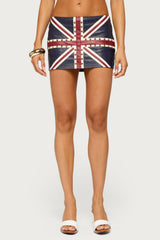 England Lover Studded Faux Leather Skort