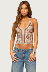 Delanie Beaded Backless Halter Top