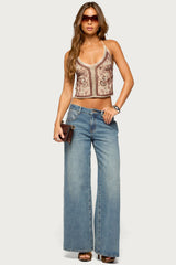 Delanie Beaded Backless Halter Top