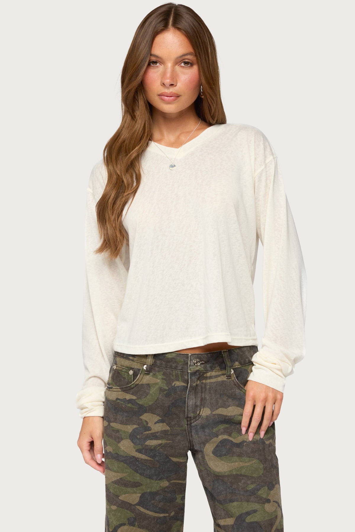 Naely Long Sleeve V Neck Top