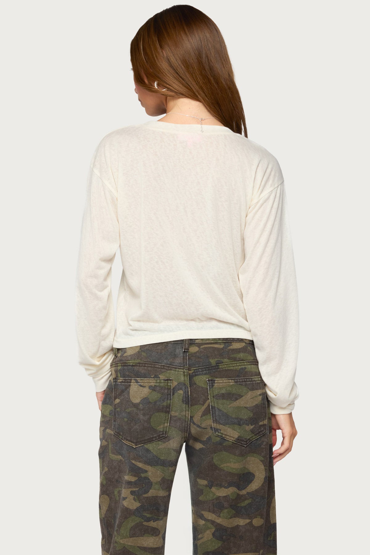 Naely Long Sleeve V Neck Top