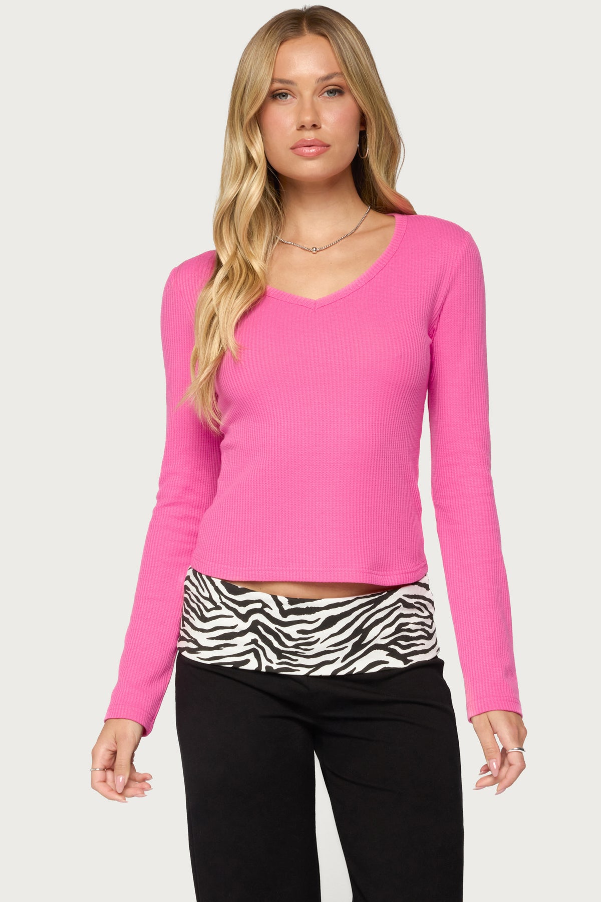 Yasmeen Long Sleeve Waffle Top