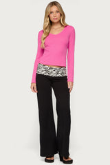 Yasmeen Long Sleeve Waffle Top