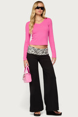 Yasmeen Long Sleeve Waffle Top